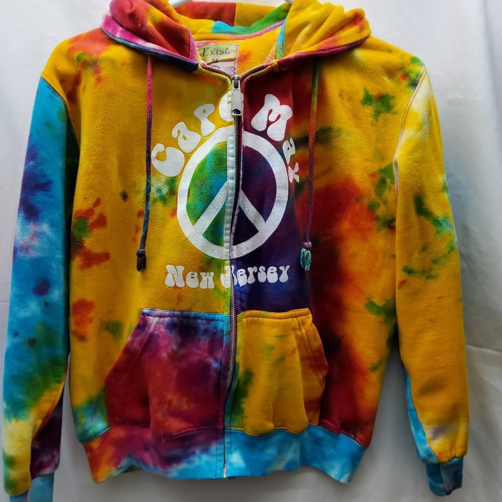 Exist Women's Tie Dye Fleece Jacket with Hoodie Med